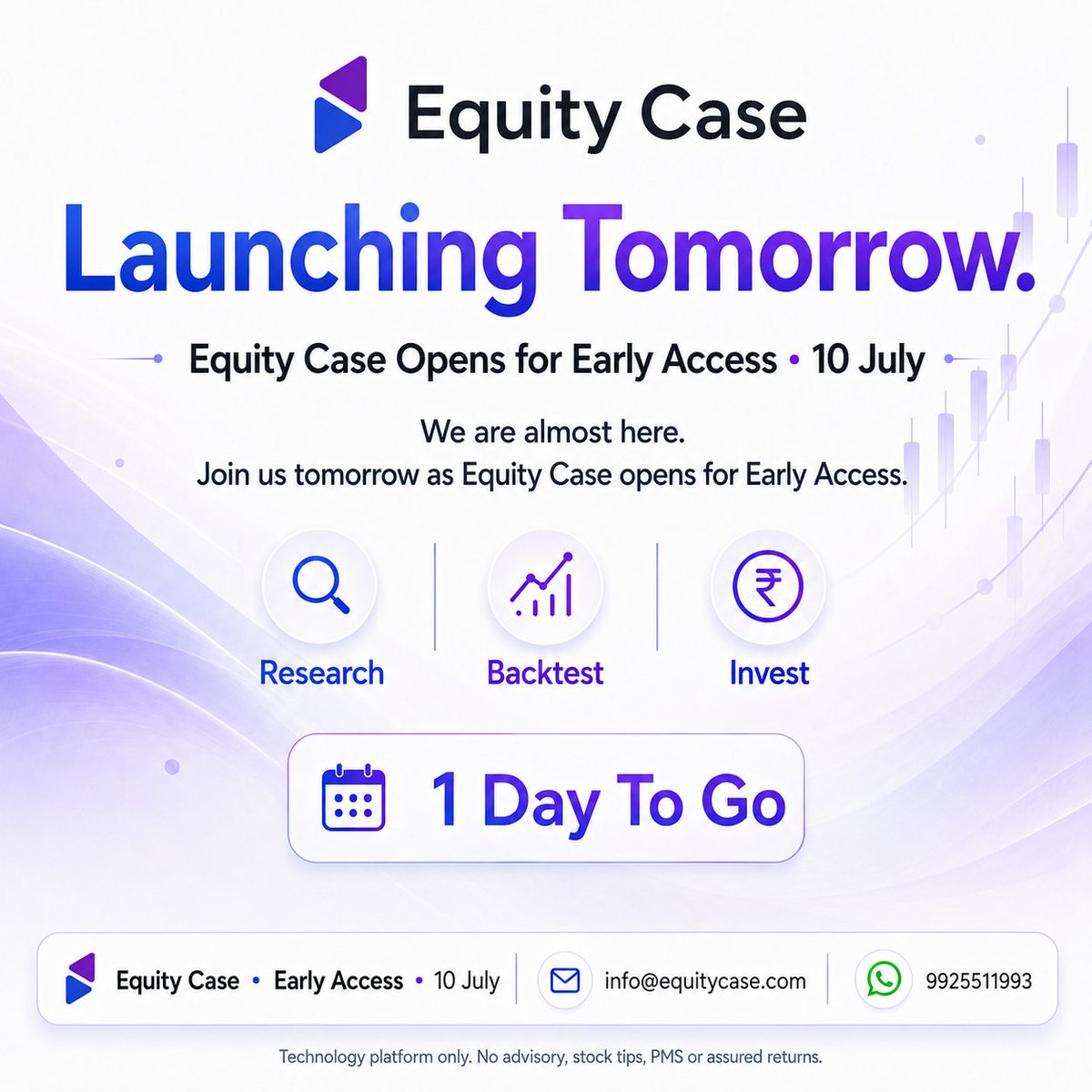 equitycase's tweet photo. Equity Case is Launching Tomorrow!

Research • Backtest • Invest

Your complete equity edge platform is almost here.1 Day To Go! 

WhatsApp: 9925511993

 info@equitycase.com
#momentumstock
#investment #wealth #quant #system https://t.co/sXoiCxvS2P
