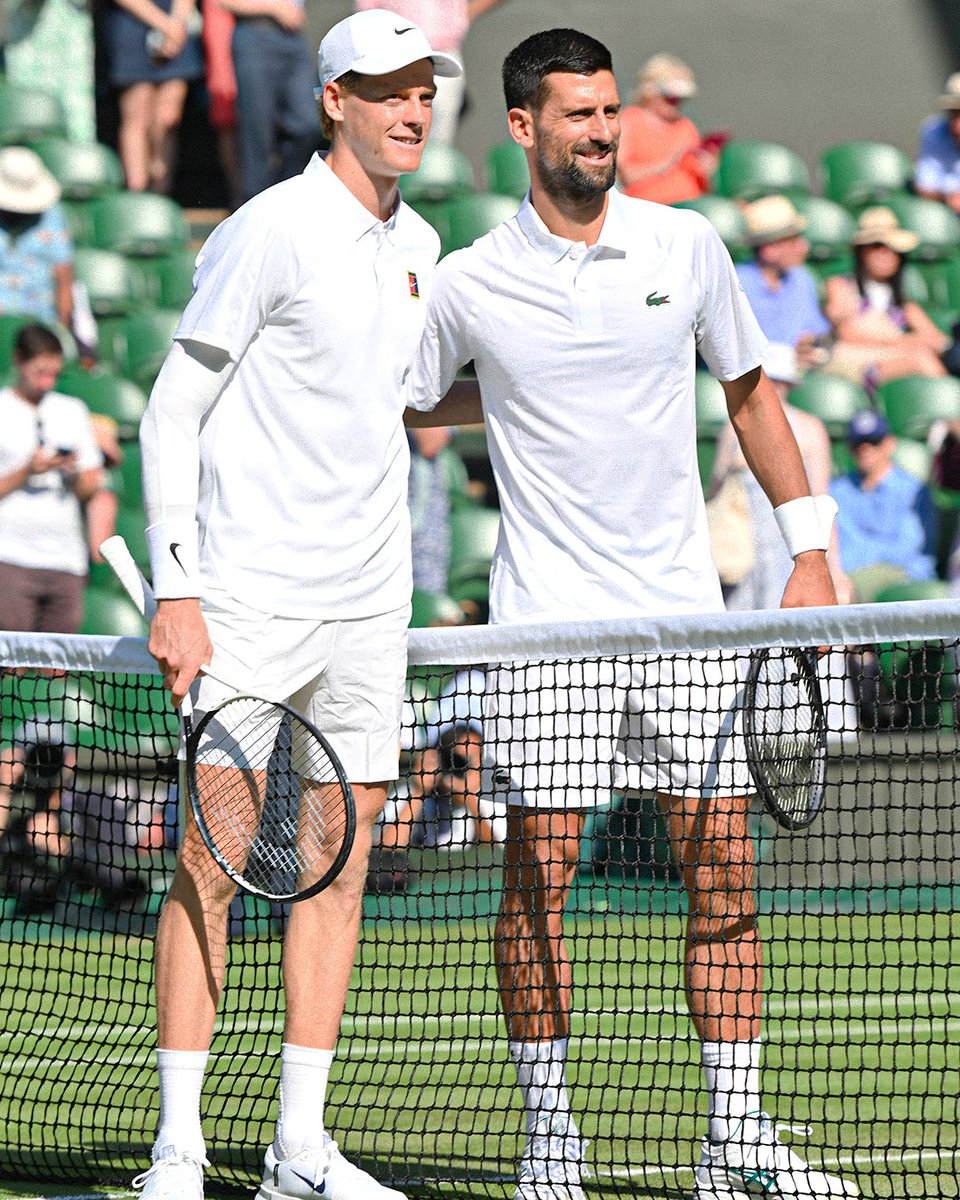 tntsports's tweet photo. Of all the players that have played 10+ matches against Novak Djokovic at ATP level, only Jannik Sinner has a winning record 👀

🥇 Jannik Sinner - 54.5%
🥈 Carlos Alcaraz - 50%
🥉 Rafa Nadal - 48.3%
4️⃣ Roger Federer - 46%
5️⃣ Dominic Thiem - 41.7%

Will he add to that record in their Wimbledon semi-final? 🤔

💻 via OptaAce