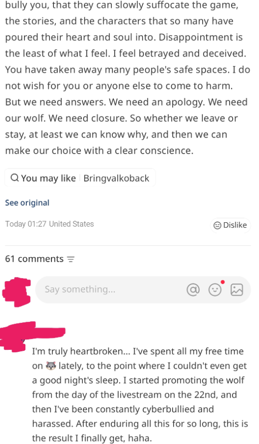 LemuriansBride's tweet photo. I don't know if this will reach many, but i am going to try. 

every time i open xhs i see CN girls crying for us. supporting us and blaming infold for their silence. 

they don't want us to stop, they want to be loud, they want valko back too!! + first pic+thread
#BringValkoBack https://t.co/ieje3vmrps