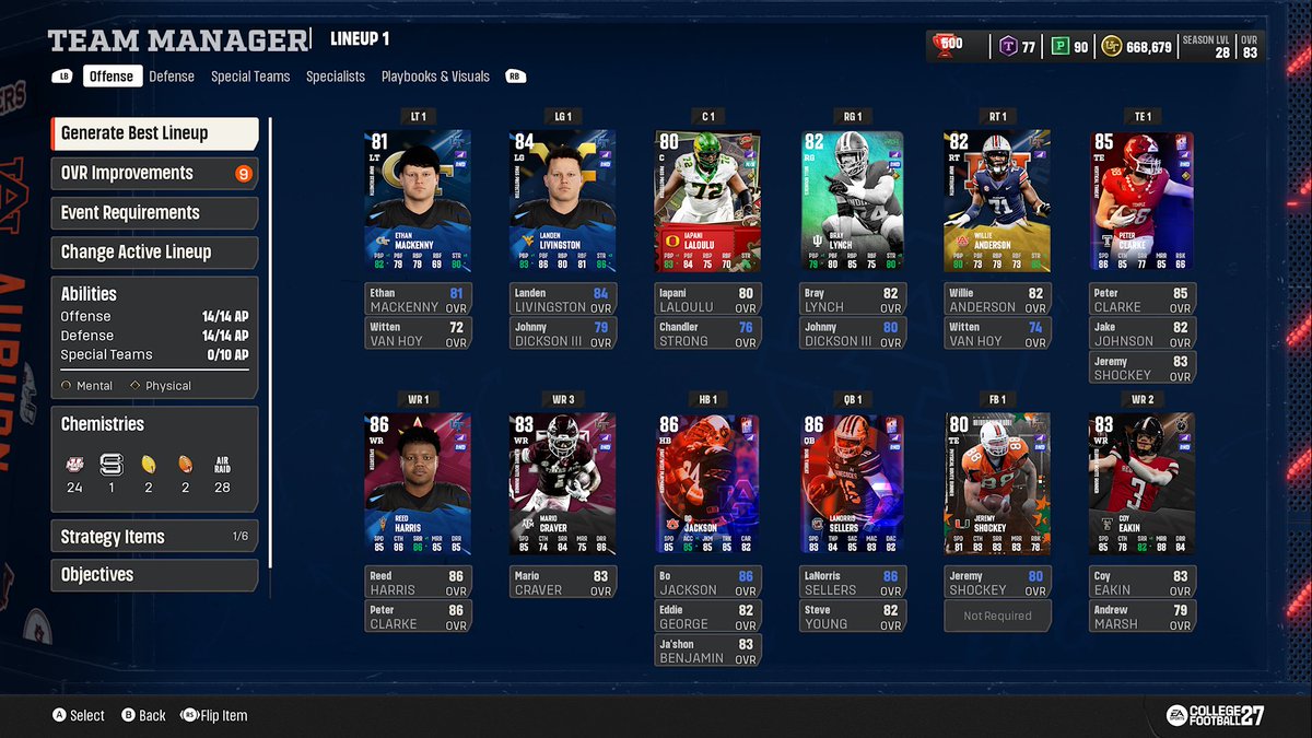 ChrisMizTV's tweet photo. Last NMS squad update before official release. 

Abilities: Shifty (Bo), Takeoff (Eakin), Ballhawk (Dawkins and Poyser)

About 700k in the binder, 2 sellable LTDs in the lineup + platinum Pickett puts the squad value at about 2.4M. 

Just getting started 💙 https://t.co/z608gVCzGl