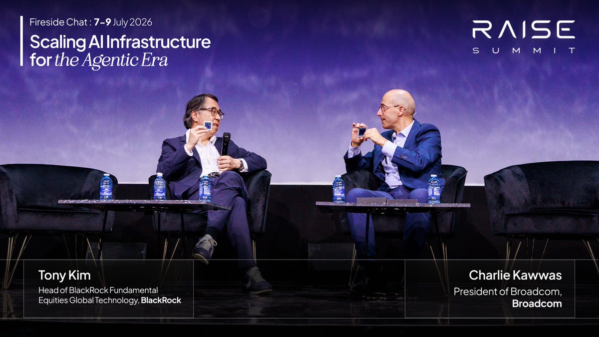 RaiseSummit's tweet photo. Late on the Master Stage, two firesides split the same question in two: what does it take to build AI at scale, and what does it take to make it pay?

First, the infrastructure. In Scaling AI Infrastructure for the Agentic Era, @CharlieKawwas  (@Broadcom ) sat with Tony Kim (@BlackRock ) to explain why the biggest labs are walking away from general-purpose compute. His metaphor did the work.

Charlie Kawwas: "This is why people come to the haute couture. You come to us. You tell us what kind of tuxedo or dress you want. We will customize it and build it for you and remove that general compute tax."

That tax, he argued, is paid twice, in efficiency and in margin, which is why four of the five hyperscalers now spending most of the world's compute budget are moving custom at the rack level. The demand behind it is staggering: from under $1 billion in this space two years ago to a projected $100 billion-plus, and labs scaling from one or two gigawatts toward more than ten. Whoever first integrates GPU, XPU and CPU into a single platform, he suggested, may reach AGI first.

Then, the payoff. In his fireside, Mark Hura (@Oracle ), with Alex Banks (@thealexbanks ) (The Signal @thesignalAI_ ), moved the conversation from stacks to outcomes.

Mark Hura: "They're not thinking about buying an AI stack. They're looking at how do we bring an outcome."

Customers have crossed from experimenting to executing, he said, and the wins are concrete: AI cutting construction billing errors by over 72% and removing 130,000 support calls a year, clinicians handed back time through assistants that prep every patient summary. The real unlock, in his view, is private enterprise data, where the IP lives, and the rule is simple: start with the business problem, and the technology follows.

Custom silicon below. Business outcomes above. The full stack of turning intelligence into results, in twenty-minute windows.

#RAISE2026 #AI #Paris