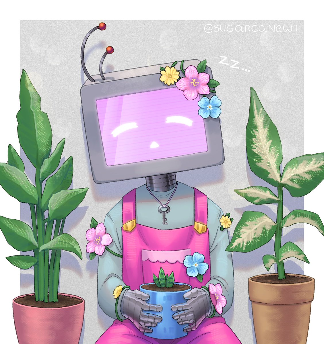 sugarcanewt's tweet photo. revenge for @_almeky 🤖🌸

#artfight #artfight2026 https://t.co/GXUbyR7Axk