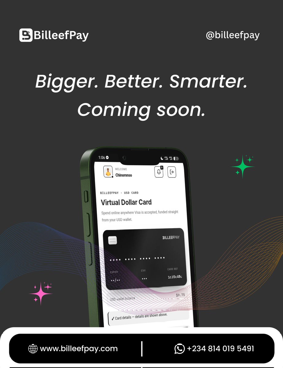 billeefpay's tweet photo. A smarter, faster, and better BilleefPay is almost here. New features. Better experience. Same trusted service.
Bigger. Better. Smarter. Coming soon. 🚀
#BilleefPay #ComingSoon https://t.co/cFfNvSds03