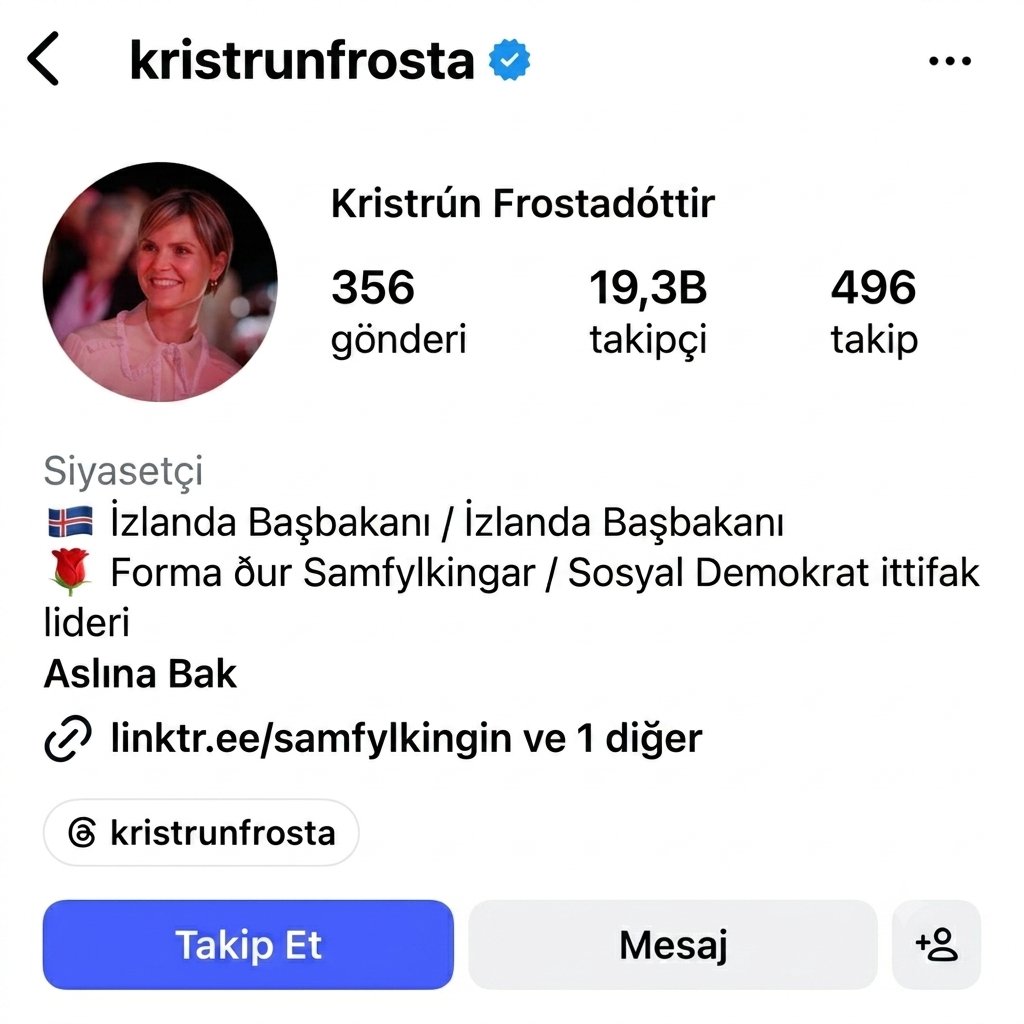 siyahsancakx's tweet photo. 🟤 İzlanda Başbakanı Kristrún Frostadóttir'in, Türkiye ziyaretinin ardından Instagram'daki takipçi sayısı yaklaşık 50 bin arttı. https://t.co/NKWPhNXdi3