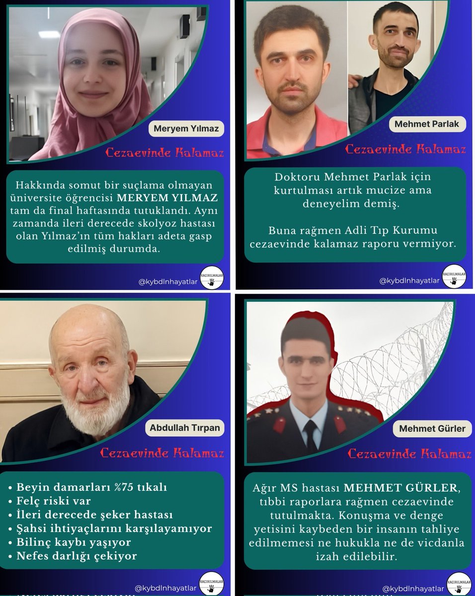 A_dam_LawCenter's tweet photo. Türkiye'de birçok kişi, somut delillerin yeterliliğine ilişkin ciddi tartışmaların bulunduğu soruşturma ve kovuşturmalarda uygulanan ceza muhakemesi tedbirleri nedeniyle özgürlüğü, sağlığı, eğitimi, çalışma hayatı ve aile yaşamı bakımından ağır sonuçlarla karşı karşıya kalmaktadır. Bu durum, masumiyet karinesi, adil yargılanma hakkı ve ölçülülük ilkesi açısından önemli hukuki tartışmaları beraberinde getirmektedir.

Türkiye Cezaevleri