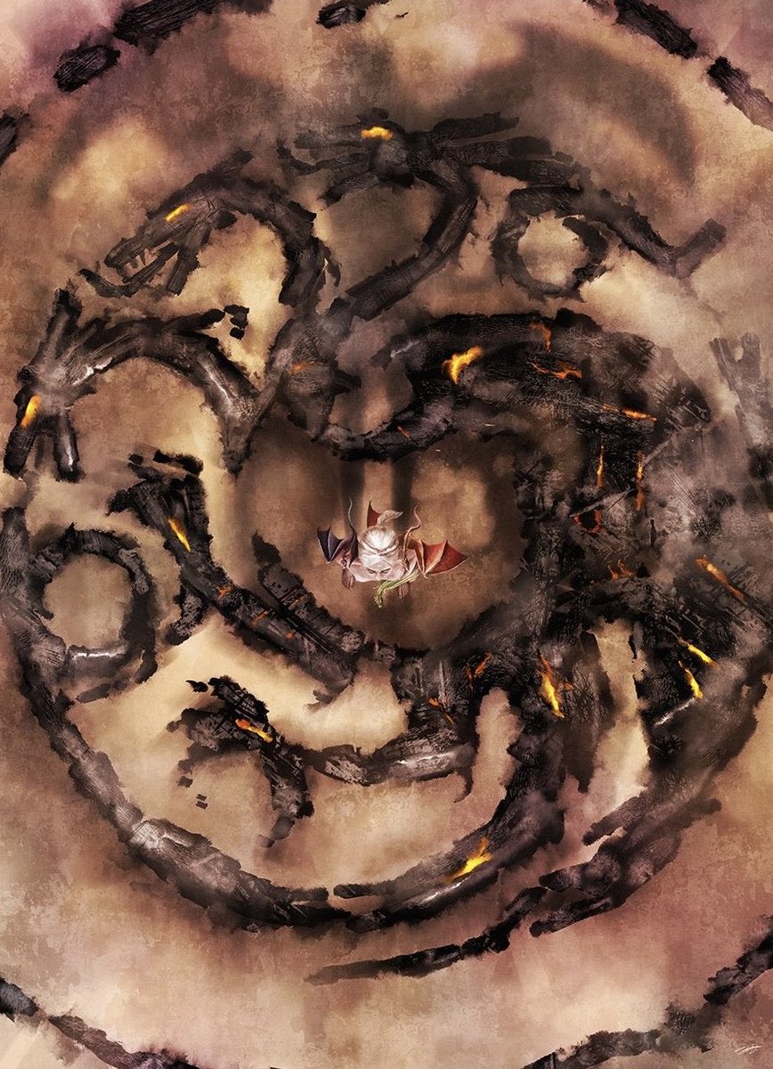 sstuhia's tweet photo. "The frightened child who sheltered in my manse died on the Dothraki sea, and was reborn in blood and fire. This dragon queen who wears her name is a true Targaryen."

🎨  AndyFairhurst https://t.co/9UoED2s8CO