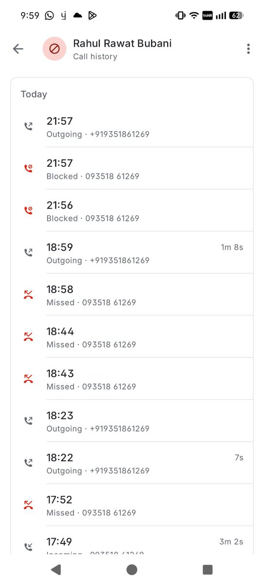 the_skyish's tweet photo. @jaipur_police This person named RAHUL RAWAT calling continuously to my mother's number and misbehaving. We have blocked him but he is using different numbers. He is talking absolutely rubbish. My mom is a #heart patient. 
Please take a look of it. https://t.co/0PiyM9GabK