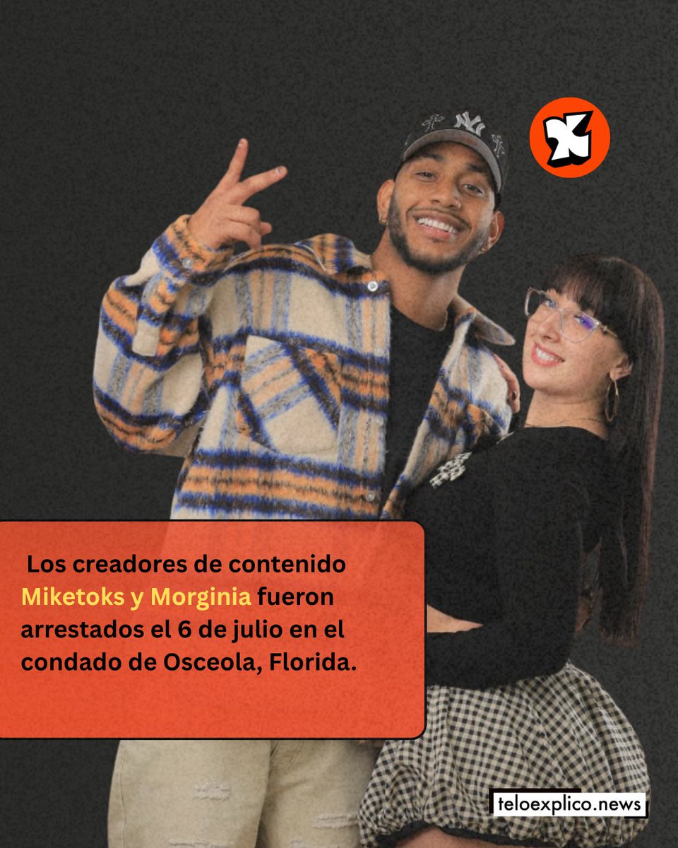 Teloexpliconews's tweet photo. Miketoks y Morginia fueron arrestados el 6 de julio en Florida, de acuerdo con los registros del centro de detención y con un documento policial vinculado al caso.
𝗔𝗺𝗽𝗹í𝗮: https://t.co/coDe3i3ck9
#TeLoExplico #TeloExplicoNews #Miketoks #Morginia #Arresto #Florida https://t.co/MCJcQ0OoT4