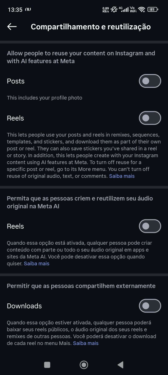 dasheeetv's tweet photo. Oi não esqueçam de inativar as coisas no instagram pra pessoas não ficarem usando suas coisas em IA da Meta. https://t.co/RyrKMZnPr2
