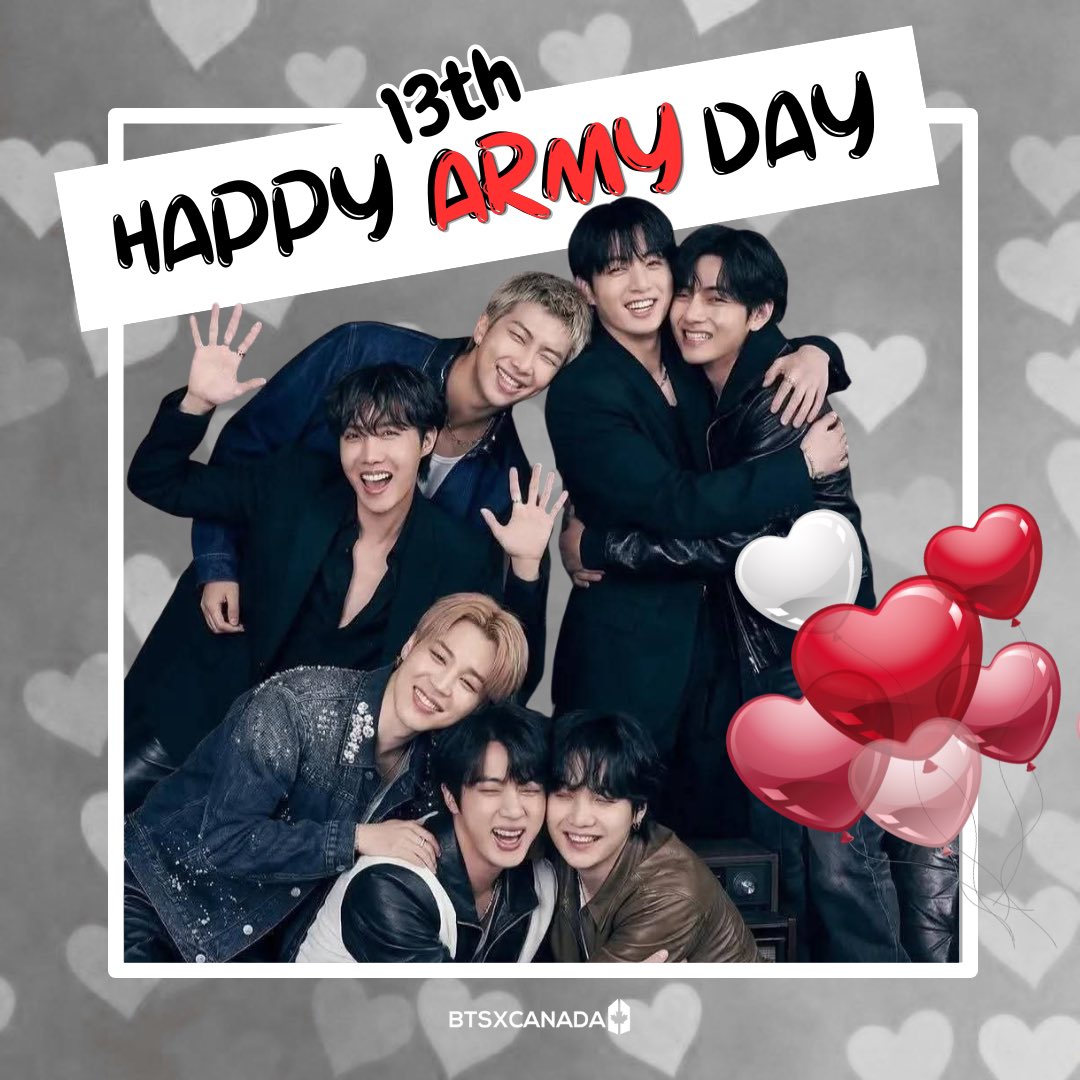 BTSxCanada's tweet photo. Happy 13th ARMY DAY 💜 

Joyeux 13e Anniversaire ARMY 💜

#HappyArmyDay
#Happy13thAnniversaryARMY 
#BTSARMY13thBirthday https://t.co/TtHFyYyytk