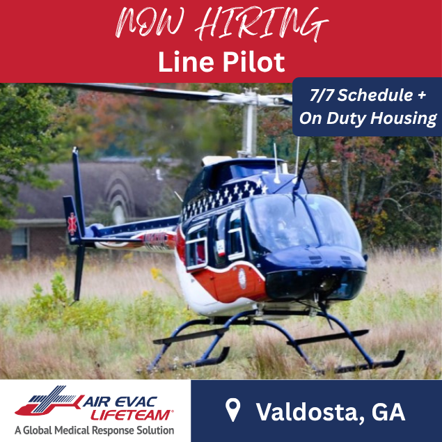 PilotHelicopter's tweet photo. Air Evac Lifeteam is hiring a Helicopter Pilot to join our team in Valdosta, Georgia!

🚁 $106,511 - $117,162 including 20% Geo Modifier
🚁 $15,000 Sign-On Bonus
🚁 Retention Bonus plans
🚁 On-Duty Housing
🚁 7/7 Schedule

Apply here ➡️ https://t.co/rPsveXkaSr https://t.co/rLy3KzGspo