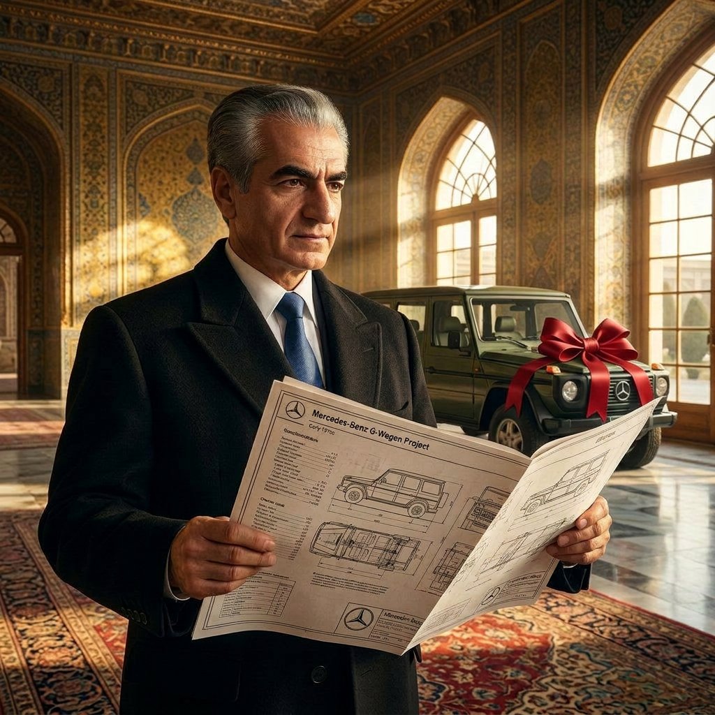 PARSArchive's tweet photo. The legendary G-Class started with a King's request! Originally suggested by Mohammad Reza Pahlavi, the Shah of Iran, in the 1970s. I created this concept to honor the historical roots of this iconic SUV.
@MercedesBenz
#GClass
#KingRezaPahlaviForIran https://t.co/iqlsNLYzhG