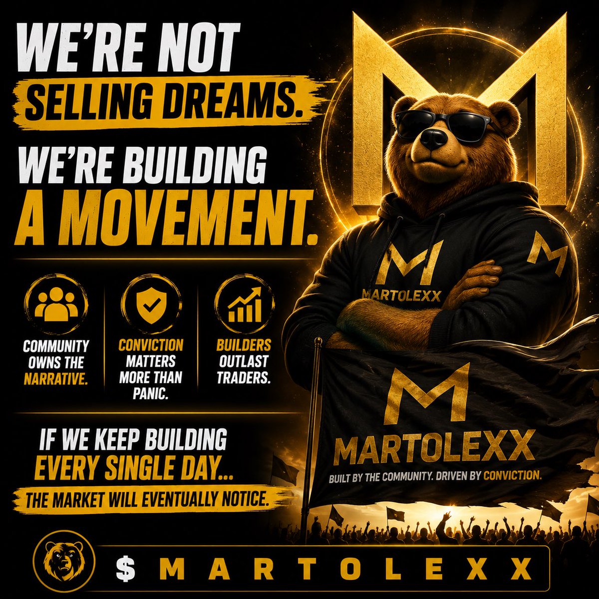 DialaCrypto's tweet photo. $Martolexx by @Martolexx …We’re not selling dreams.

We’re building a movement.

A movement where community owns the narrative.
Where conviction matters more than panic.
Where builders outlast traders.

If we keep building every single day…

The market will eventually notice.

$MARTOLEXX 🚀🚀🚀