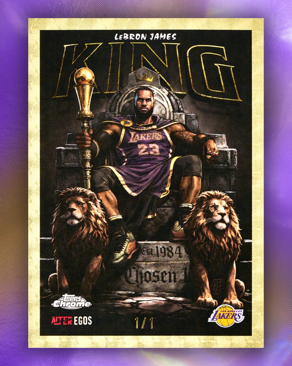 Topps's tweet photo. FIRST LOOK: LeBron James’ 1/1 ‘Alter Egos’ Superfractor in Topps Chrome Update Basketball https://t.co/XuOdiFjJpz