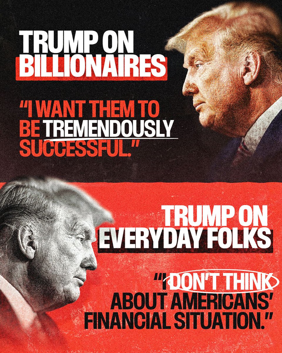 NCDemParty's tweet photo. Donald fights for billionaires. He won’t even think about you. https://t.co/iX4bAZIwJR