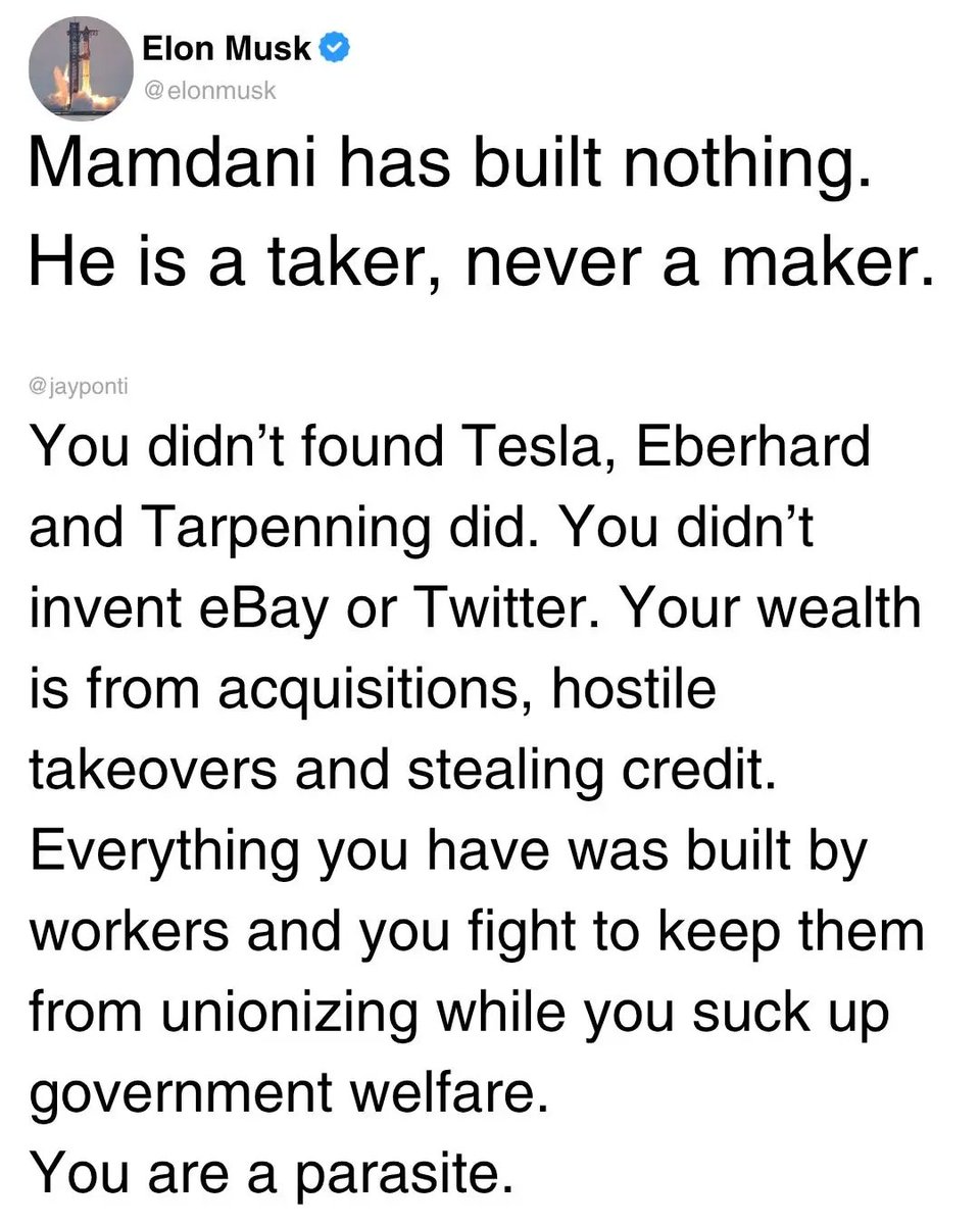 ibFluffyOG's tweet photo. Elmo, the retarded drug-addled, Nazi clown, makes another ironically tone-deaf statement to make himself  look like an utter fucking idiot. 
#Elon #Mamdani https://t.co/PTdvfObDfj
