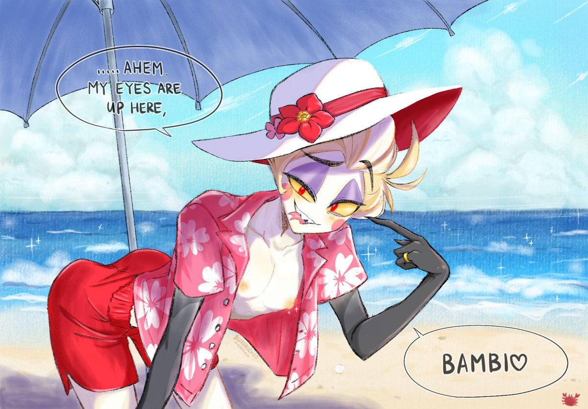 _burukichi's tweet photo. 🏖️👀🌺✨

#HazbinHotel #Radioapple (implied) 
#ハズビンホテル #アラルシ (風味) https://t.co/h6vWEDpdUo