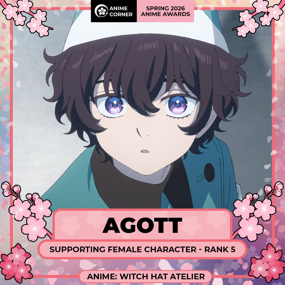 animecorner_ac's tweet photo. 🌸 Spring 2026 Anime Awards 🌸
Supporting Female Character
Rank 5: Agott

CV (JP): Hibiku Yamamura
CV EN): Madeleine Morris
Anime: Witch Hat Atelier https://t.co/OI1qWoyXCv