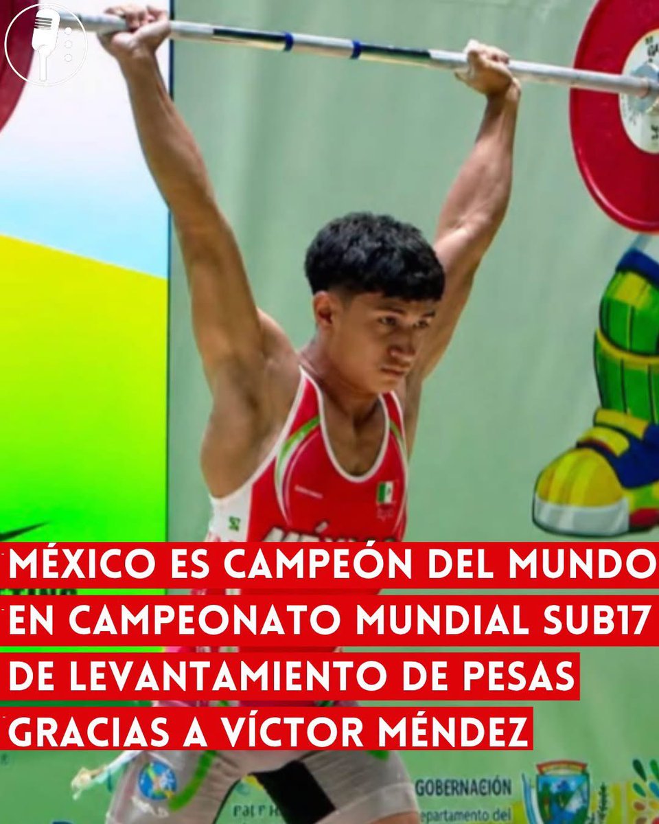 YosoyPedrero's tweet photo. 🚨 OJO: MÉXICO, CAMPEÓN DEL MUNDO EN EL CAMPEONATO MUNDIAL SUB-17 DE LEVANTAMIENTO DE PESAS GRACIAS A VÍCTOR MÉNDEZ

 México se proclamó campeón del mundo en el Campeonato Mundial Sub-17 de Levantamiento de Pesas gracias a la extraordinaria actuación de Víctor Méndez, quien conquistó la medalla de oro y colocó al país en lo más alto del podio.

Con una destacada participación, el joven pesista mexicano superó a sus rivales y se convirtió en campeón mundial, consolidándose como una de las grandes promesas del deporte nacional.

El triunfo de Víctor Méndez representa un importante logro para el levantamiento de pesas mexicano y reafirma el talento de los atletas juveniles que representan al país en competencias internacionales.

La hazaña fue celebrada por aficionados y autoridades deportivas, quienes reconocieron el esfuerzo, la disciplina y el compromiso del joven campeón mundial.