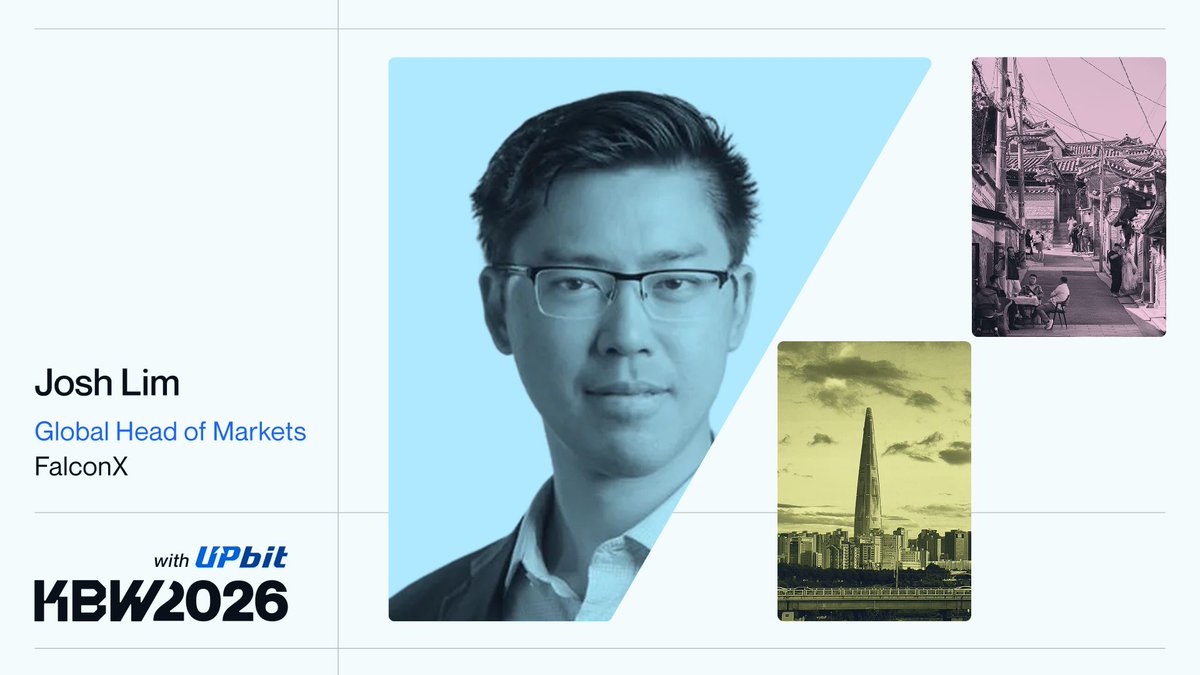 kbwofficial's tweet photo. KBW2026 @FalconXGlobal: @joshua_j_lim

Josh Lim (Global Head of Markets, FalconX) is confirmed for KBW2026 this fall, helping lead institutional trading and market structure at one of crypto's leading prime brokerage and digital asset trading firms.

See him in Seoul this fall. ⬇️