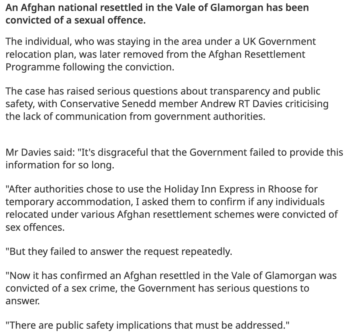 SAMRIReports's tweet photo. #Afghan national resettled in Vale of Glamorgan, #Wales under UK government's Afghan Resettlement Programme has been convicted of sexual offence. #MeToo
https://t.co/UOsuCeQtvx https://t.co/0VxobMDThK