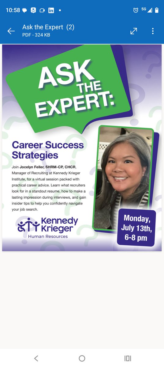 celeebrateus's tweet photo. The Celeebrate Us Workforce Training 
 "Ask the Expert" Speakers Series is honored to welcome Kennedy Krieger Institute  Recruiting Manager, Jocelyn Feller, SHRM-CP, CHCR our July expert speaker. Thank you for sharing your expertise with my students.  #workforcetraining https://t.co/fhSPLtyudV