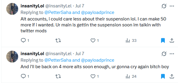PetterSaha's tweet photo. @whooith He will also deny it but he uses at least 8 alt accounts to harrass people, he's too scared of using his main after being caught. https://t.co/6XrM03Wpc0