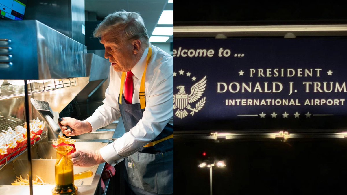 BasedPastorTrav's tweet photo. 🚨Breaking News: Former @McDonalds employee gets an International Airport named after him. 

This is a first. 

@fly_DJT https://t.co/Sd5R5Zvh0u