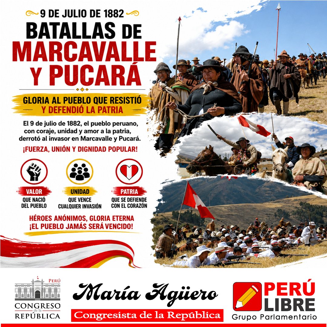 MariaAguerogut1's tweet photo. 🇵🇪 Hace 143 años, el pueblo peruano demostró en Marcavalle y Pucará que la soberanía se defiende con organización, unidad y dignidad. Honor a quienes resistieron la ocupación extranjera y nos legaron una patria que merece ser libre y soberana. ✊

#Marcavalle #Pucará #Soberanía https://t.co/sdUL2yt81t