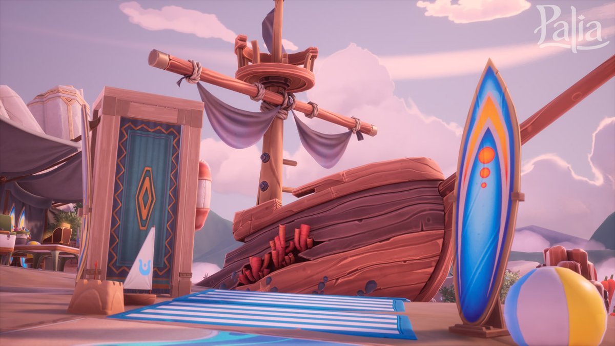 playPalia's tweet photo. Turn your Home Plot into a beach resort with Surfboards, Sandcastles, Pirate Ships, and more! The Summer Fun and Builders Magma decor sets add some heat to your summer soiree. 🥵

#Palia #PlayPalia https://t.co/cWpFwLoaf4