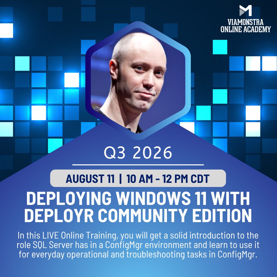 DeployResearch's tweet photo. ⚡Q3 STARTS AUGUST — Don't miss our upcoming sessions! Take a look at our #ViaMonstraAcademy Q3 2026 CURRICULUM, courses start AUGUST 10 💻 LIVE trainings covering #PowerShell, #DeployR, and #Azure. 👨💻
Enroll here ➡️ https://t.co/p7X855N0uB https://t.co/waNO4CZjJ4