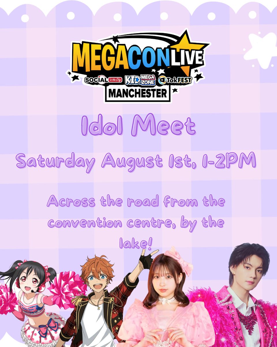 DanseiIdolGirl's tweet photo. 💜Calling all idols and idol fans going to @megaconlive Manchester 🩵

I’m organising an idol meet ❣️ Whether you’re an original concept idol, a cosplay idol, an idol cosplayer, or just a fan of idols male or female, 2D or 3D everyone is welcome to join 💖 https://t.co/dcwXQ6cPM9