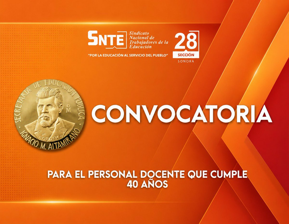 SNTE_Seccion28's tweet photo. Convocatoria para obtener la Condecoración "Maestro Altamirano".

Les recordamos que tienen hasta el día 13 de noviembre del presente año para realizar el registro.

🔸 Descarga la Convocatoria aquí 
https://t.co/ZqkZIaOsdH

🔶 Regístrate aquí:
https://t.co/hQrvjCC9R5 https://t.co/UtiURHEGmg