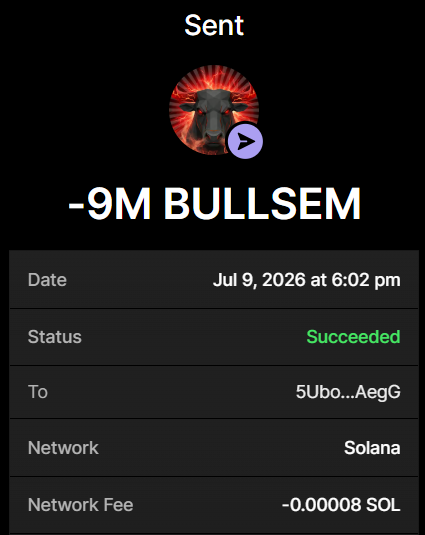 BULLUnstoppable's tweet photo. Purchase of  9 MILLION $BULLSEM completed for 0.9 $SOL

1 $SOL = 10,000,000 $BULLSEM
10 $SOL = 100,000,000  $BULLSEM

Send SOL to: 8bcGkKYuzRkwyoJcTYyBU97fJxPUPEZ3uwNvG4CcVGZx

Min 0.2 SOL

Retweet &amp; Drop SOL Address https://t.co/VgbbNLfgdy