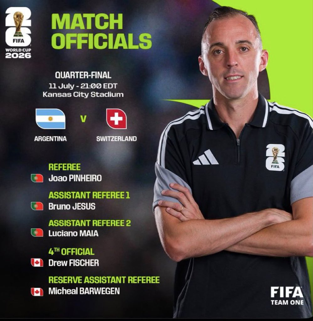 Ademide170584's tweet photo. 🚨 Referees for the Argentina vs Switzerland. 🇵🇹🇨🇦 https://t.co/lEOplIDFf9