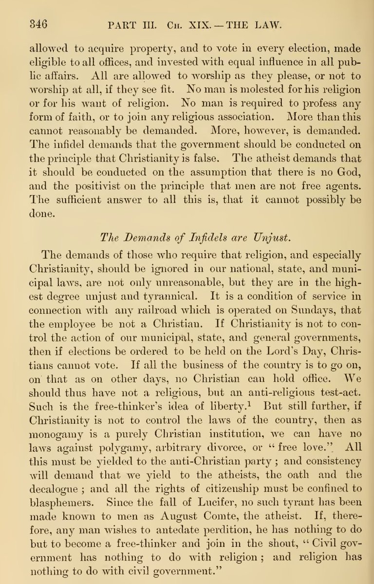 james_d_baird's tweet photo. here is what Hart left out of his Hodge quote:

"the demands of those who require that religion, and especially Christianity, should be ignored in our national, state, and municipal laws, are not only unreasonable, but they are in the highest degree unjust and tyrannical" https://t.co/QejwNk85pT