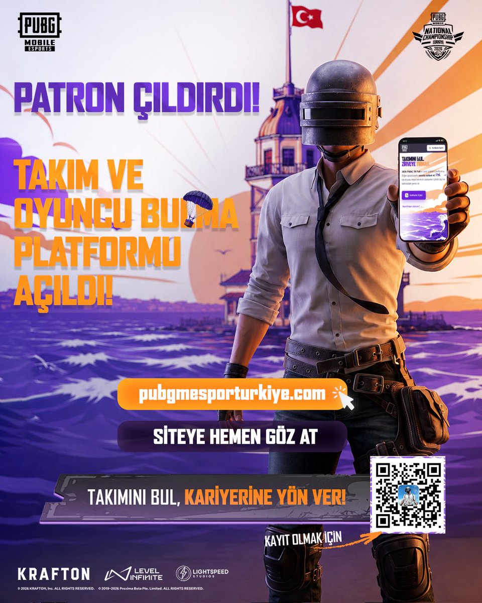 pubgm_espor_tr's tweet photo. TAKIM VE OYUNCU BULMA PLATFORMU AÇILDI!
Hala 2026 PMNC Fall için takım oluşturmadıysan veya takımına oyuncu bulamadıysan hemen https://t.co/83km4yqzer adresine gir, eksiklerini tamamla!
#PUBGMOBILE #PMNCTR #ROADTOPMGO https://t.co/kRAywMV70g