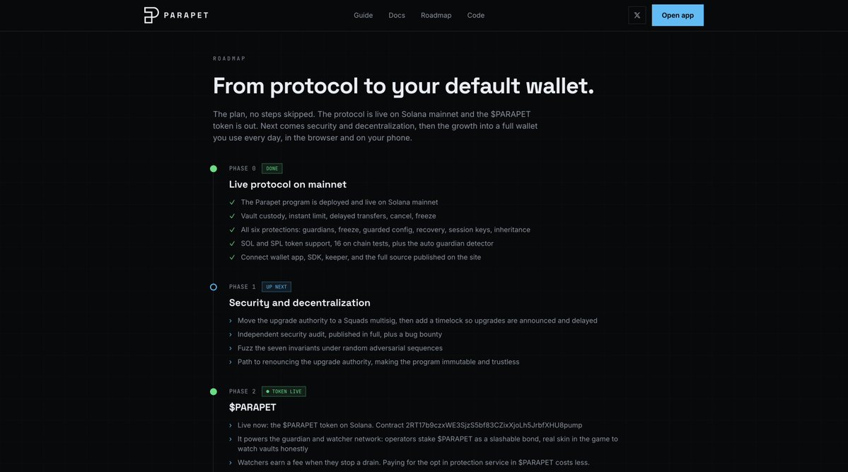 parapetwallet's tweet photo. The Parapet roadmap.
https://t.co/a8CF8y6mVg

The Parapet Browser Extension is coming soon! https://t.co/X1KCQOXGXN