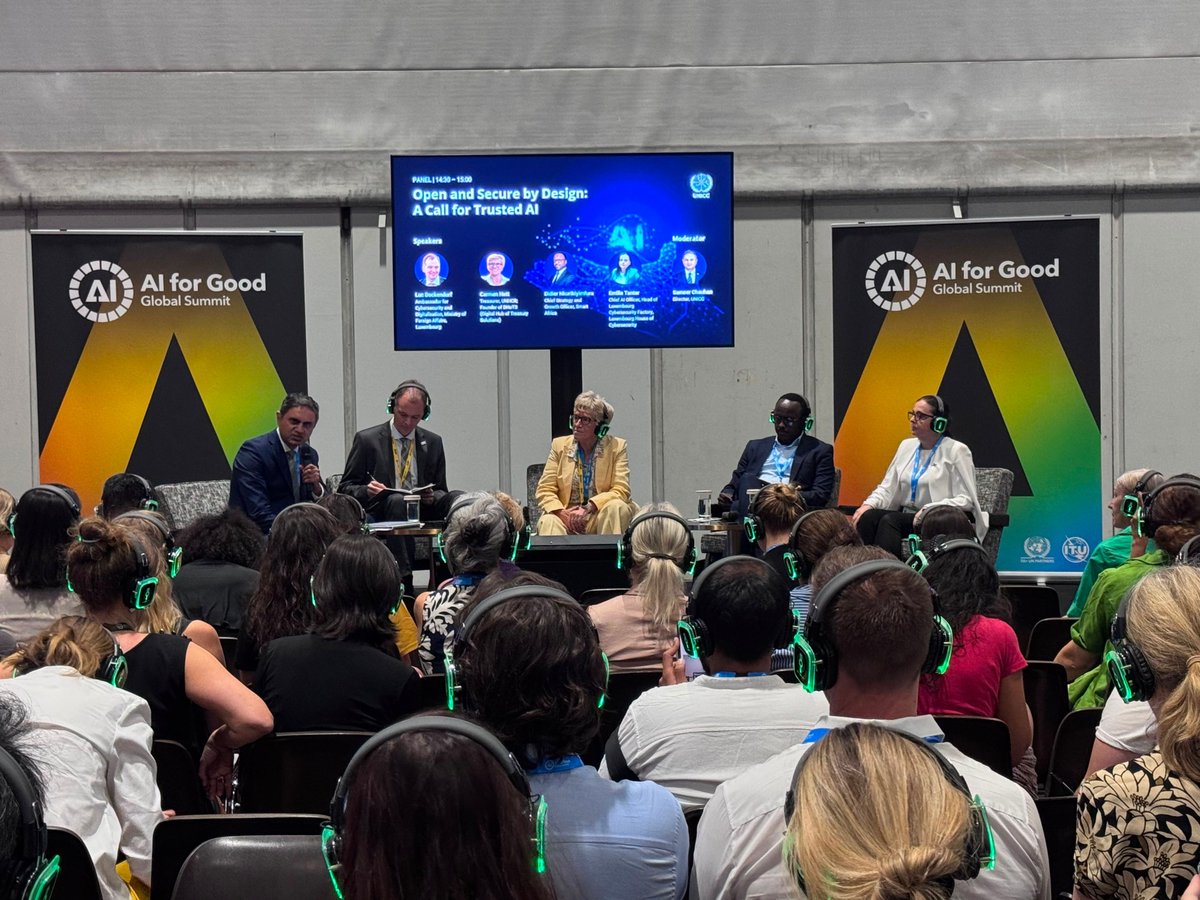 unicc_ict's tweet photo. Thank you to everyone who joined today's Open and Secure by Design: A Call for Trusted AI panel, co-organized by UNICC and the Government of Luxembourg at #AIforGood.

👏 A special thank you to our distinguished speakers and moderator @uniccdirector for a great discussion. https://t.co/KMC8VBWiFN
