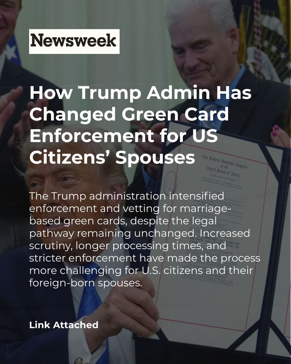 afuashley's tweet photo. Life has become a lot more difficult for Americans who are married to somebody who is not born in this country. The process hasn't just gotten slower, it's gotten more discretionary.

Read: https://t.co/lGODAcOwK2 https://t.co/8F2On7dnsi