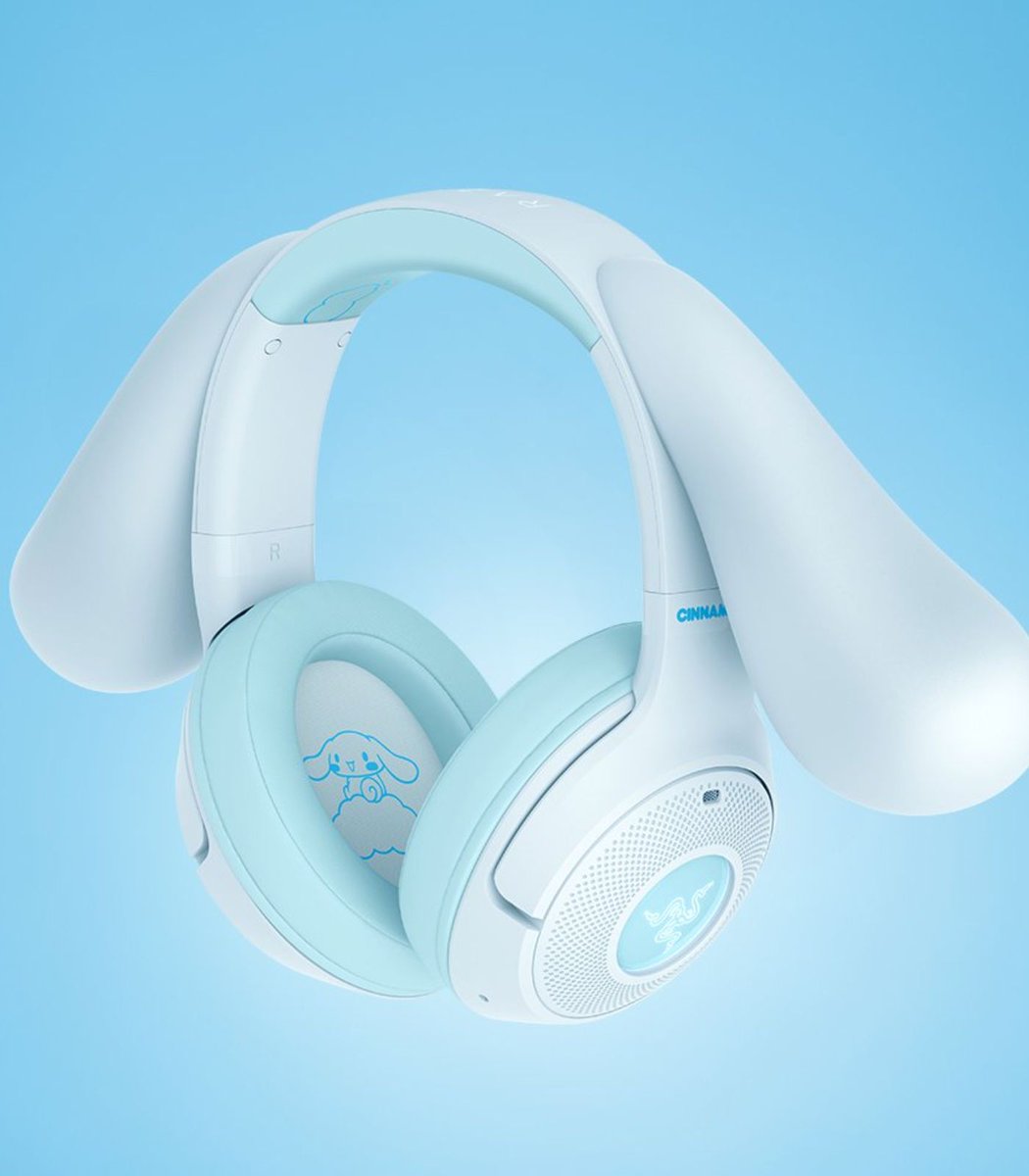 Dexerto's tweet photo. Razer is launching a Cinnamoroll-themed headset with his iconic floppy puppy ears https://t.co/dRY2Zit4Fk