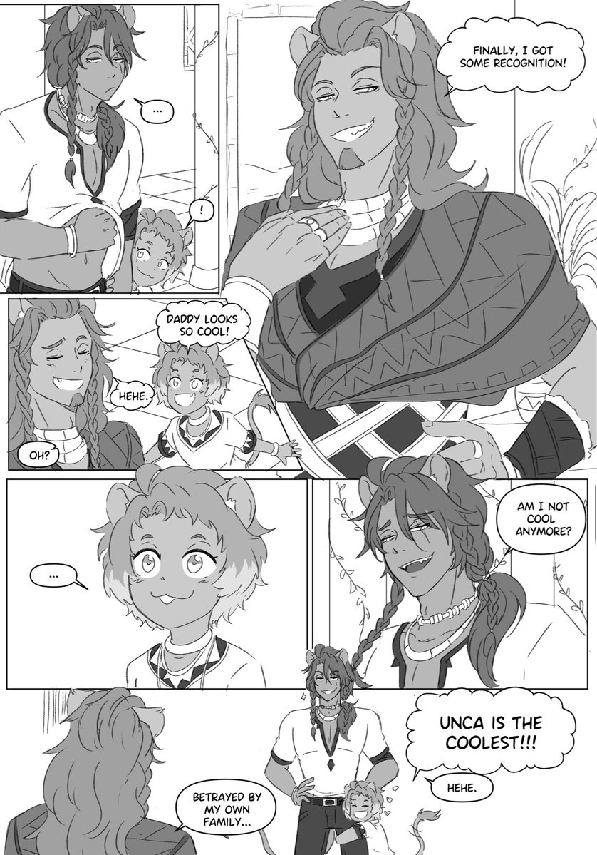 NevewElo's tweet photo. No context, just someone who liked my Falena design, so I drew him as if he was happy to be acknowledge in front of his son... But we know who is Cheka's favorite adult. https://t.co/KWPLFF9TnG