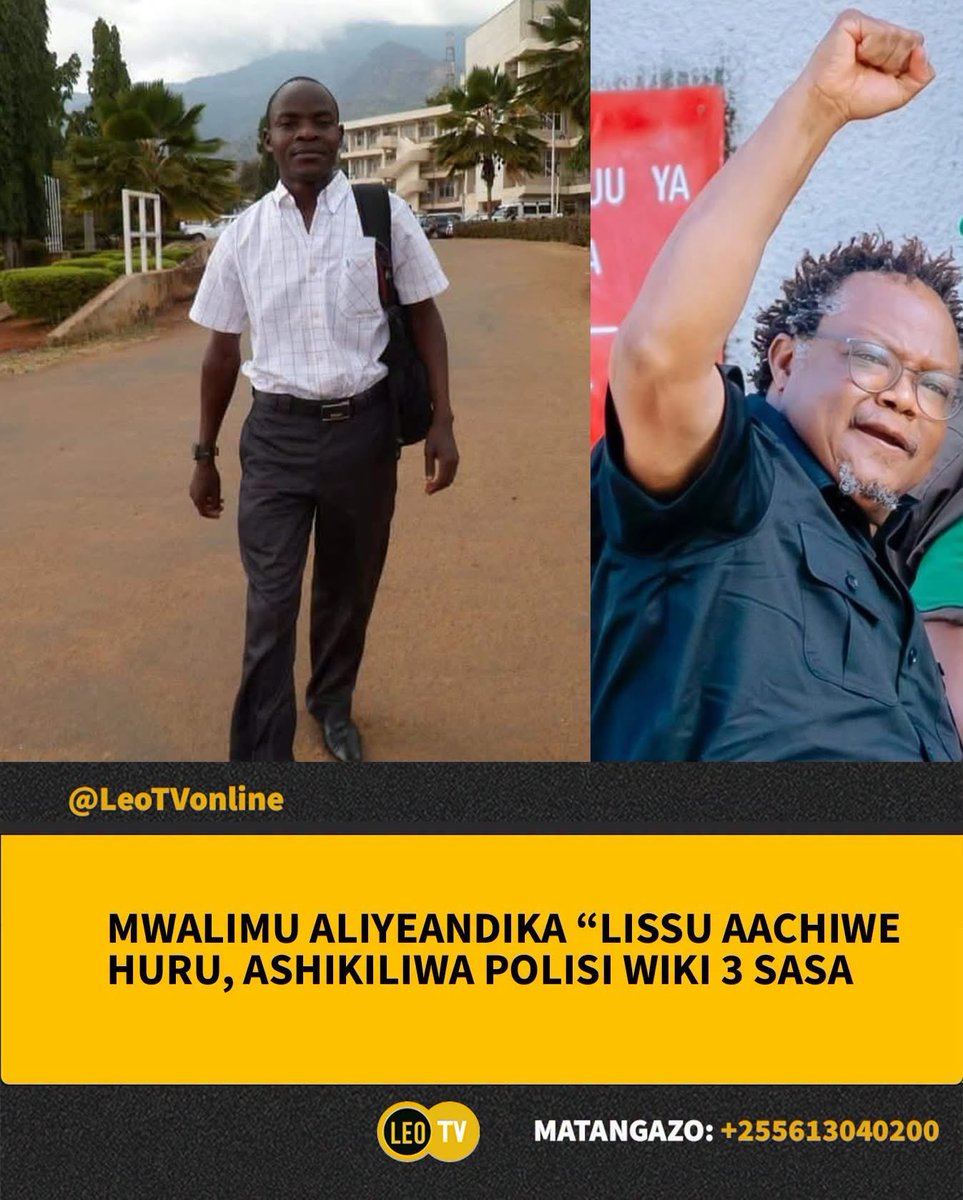 zoetjesheeftX's tweet photo. Mwalimu wa Sekondari Mbeya aripotiwa kushikiliwa na Polisi kwa zaidi ya wiki tatu

Mwalimu wa Shule ya Sekondari Itunge iliyopo wilayani Kyela, mkoani Mbeya, Anyambilile Ibrahim Mwamwile, anayejulikana pia kama Nickodem Kitalati katika mitandao ya kijamii, anaripotiwa kushikiliwa na Jeshi la Polisi katika Ofisi ya Mkuu wa Upelelezi wa Makosa ya Jinai Mkoa wa Mbeya (RCO) kwa zaidi ya wiki tatu.

Kwa mujibu wa taarifa zilizopatikana, kukamatwa kwa mwalimu huyo kunadaiwa kuhusishwa na chapisho aliloliandika kupitia ukurasa wake wa Facebook lenye ujumbe wa “Tundu Lissu aachiwe huru.”

Licha ya Mkuu  Shule ya Sekondari Itunge, Aliko Mwaseba, pamoja na Mke wa Mtuhumiwa kufika Polisi Mara kadhaa kumuwekea kufuatilia suala lake, Polisi wamegoma kumwachia.

Hadi sasa, Jeshi la Polisi halijatoa taarifa rasmi kueleza sababu za kuendelea kumshikilia mwalimu huyo wala kuthibitisha tuhuma zozote zinazomkabili.

Je, unaonaje suala hili? Je, vyombo vya dola vinapaswa kutoa taarifa rasmi mapema pale mtu anaposhikiliwa kwa muda mrefu?