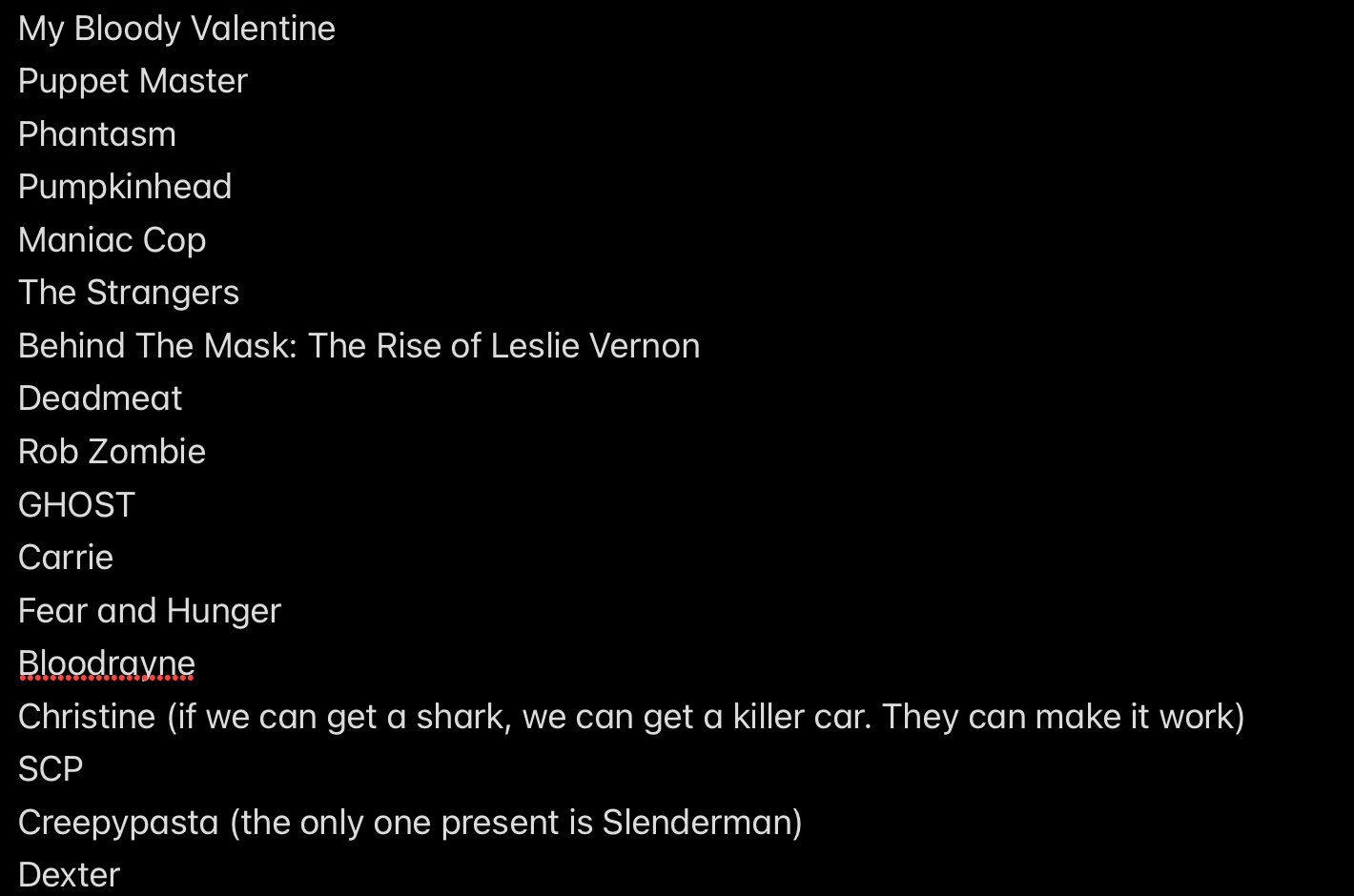 Slasher Names List Slasher Dreams 🔪IX🪓 on X: