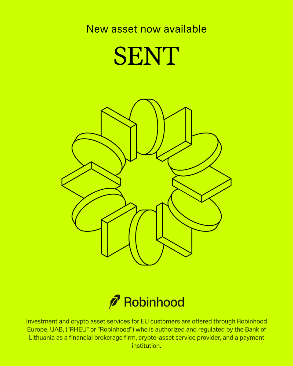 RobinhoodApp_EU's tweet photo. New asset now available to trade on Robinhood.

$SENT (Sentient) https://t.co/kTE97pNM56