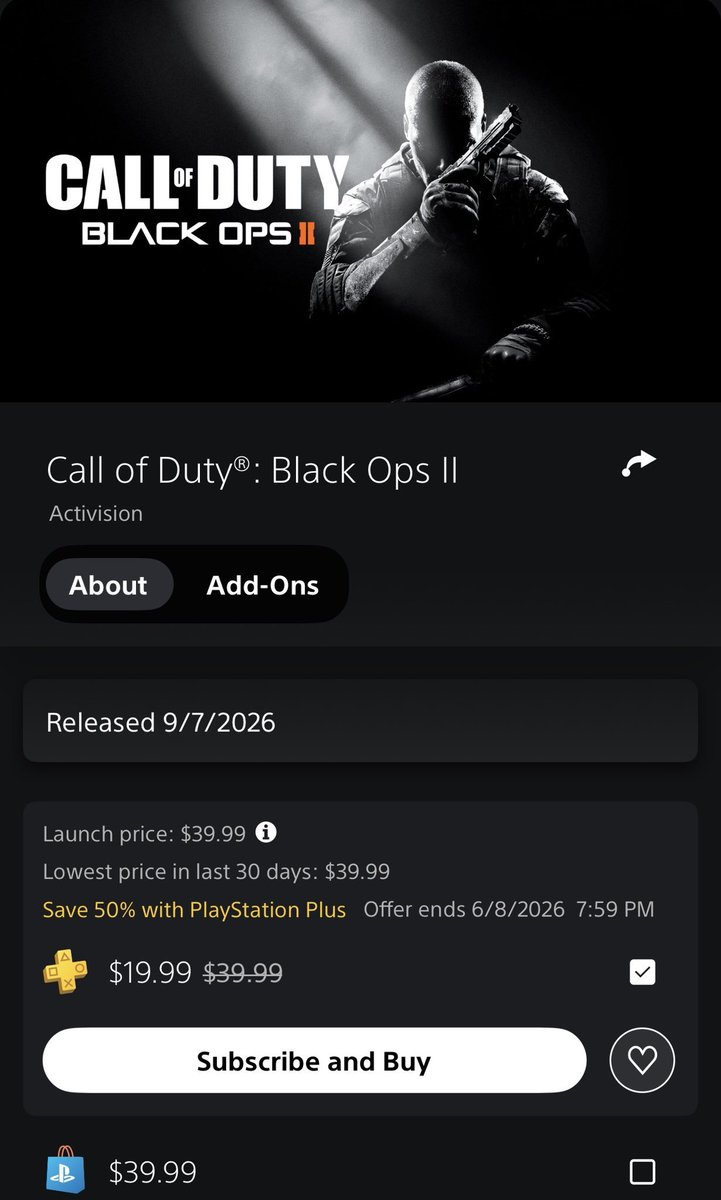 TerryHB_'s tweet photo. The PS5 port for Call of Duty Black Ops 2 is a RIP OFF!

Not only is the base price $40 off sale, IT DOESN'T EVEN INCLUDE THE DLC!? 

What do you mean I need to purchase the fucking season pass for a port of a 14 year old game. Bloody include it

What are we doing!? https://t.co/xhsCOGUkmf