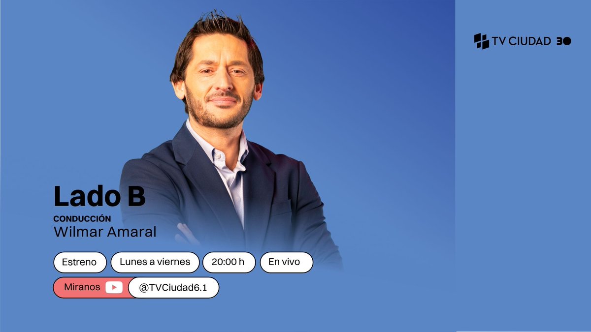 TVCIUDADuy's tweet photo. ¡Viernes! 🎉
Hoy en #TVCiudad

📰 8:30, 13 y 19h #InfoCapital • En vivo
🧉 9h #CiudadViva • En vivo
🤸‍♀️ 11h #EnMovimiento
🐣 17h #PaseoAnimado
🗺️ 18.30h #Complejo • José Pedro Varela
🔎 20h #LadoB • En vivo
📲 21h #Conexiones • ESTRENO
🎥22h #Feriados • Día de la Independencia
🎭 23h #MiráMontevideo

Seguí @TVCIUDADuy
📺#TVCiudad30años