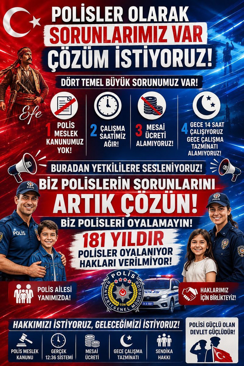 Yhsgihtholsun's tweet photo. Polislerimizin sorunları, talepleri ve beklentileri kimin sorumluluğunda?

Yetki makamında oturuyorsanız, sorunları çözmekle mükellefsiniz!

Ya çözeceksiniz, ya çözeceksiniz; başka seçeneğiniz yok.
 #PoliseFazlaMesai https://t.co/OSkSjsUwRe