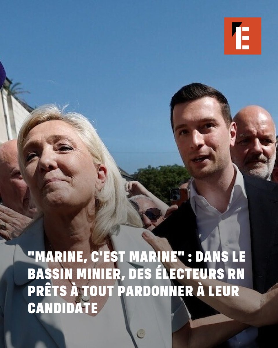 LEXPRESS's tweet photo. À Bruay-la-Buissière, où les habitants ont voté à 69 % pour Marine Le Pen en 2022, l'annonce de sa condamnation ne brise pas la confiance des plus fervents électeurs 👇 
➡️ https://t.co/cZBZl9Y24m https://t.co/lDv4ZtSFH4