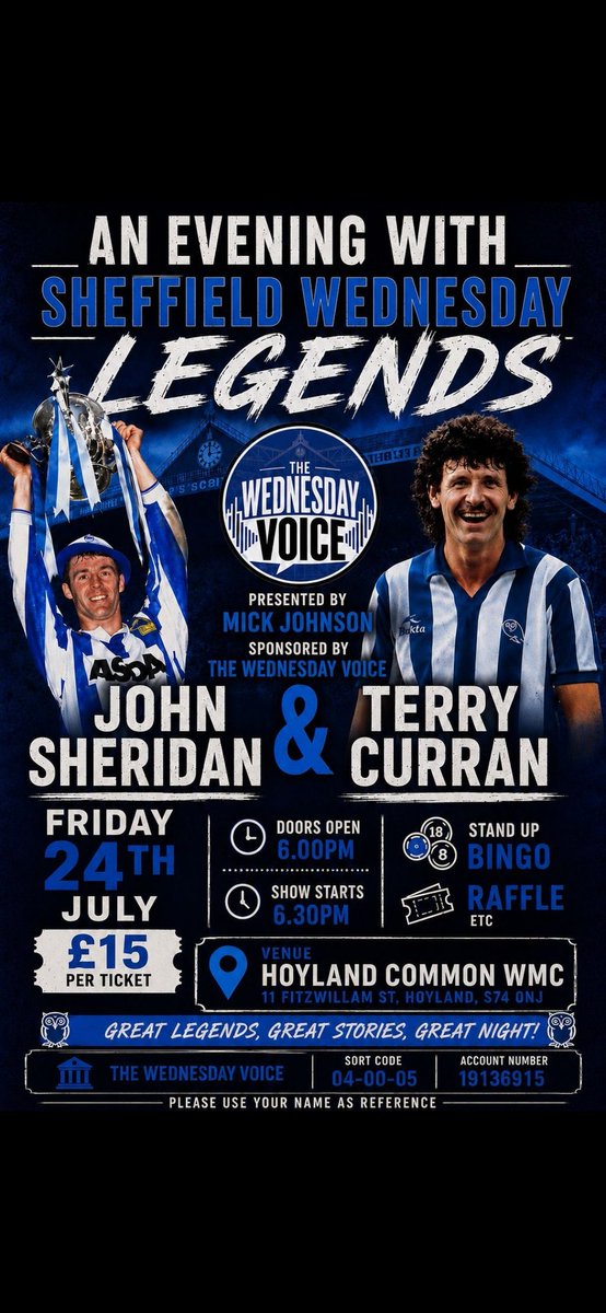 TheWedVoice's tweet photo. Fantastic event for only £15 with two great Legends of the club 💙 
#swfc https://t.co/l6ZKXfvbww